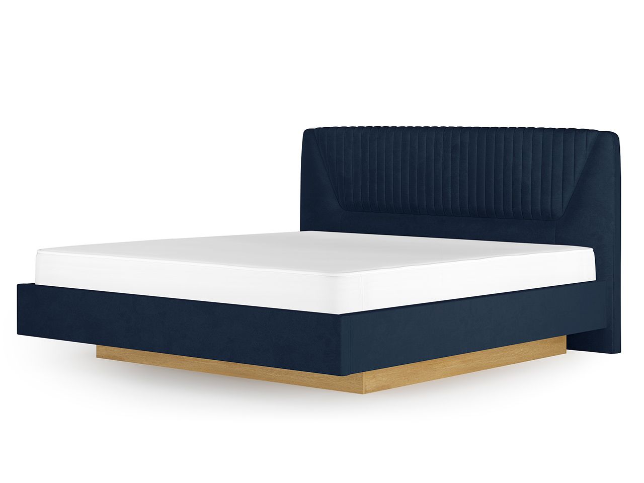 Кровать Вега сапфир 11-М, 160*200, catania dark blue/дуб золотистый