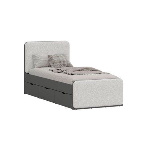 Кровать с 3-мя ящиками Марти, с мягкими спинками, 900*2000 мм, шенилл glam/графит