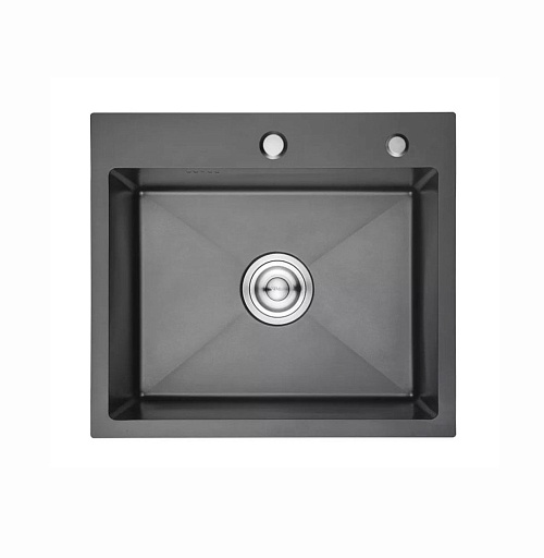 Мойка для кухни врезная GERHANS RK36045B графит из нержавеющей стали, 60*45 см с сифоном