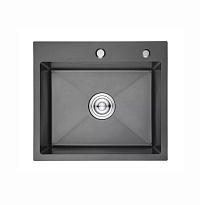 Мойка для кухни врезная GERHANS RK36045B графит из нержавеющей стали, 60*45 см с сифоном