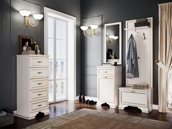 Прихожая Сиена, набор №1, бодега белый/патина золото