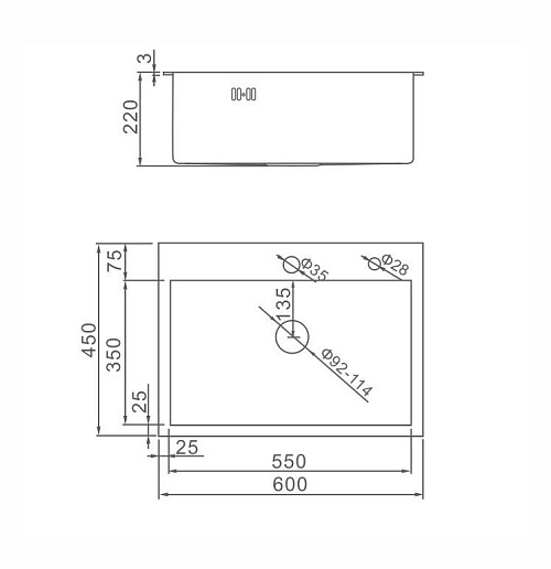 Мойка для кухни врезная GERHANS RK36045 хром из нержавеющей стали, 60*45 см с сифоном