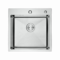 Мойка для кухни врезная GERHANS RK35050 хром из нержавеющей стали, 50*50 см с сифоном