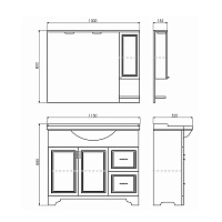 COMFORTY Зеркало-шкаф Севилья 100 Слоновая кость