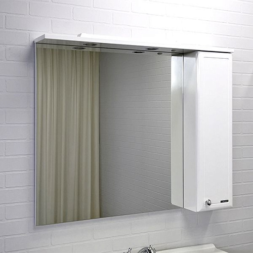 COMFORTY Зеркало-шкаф Сочи 100 Белый глянец