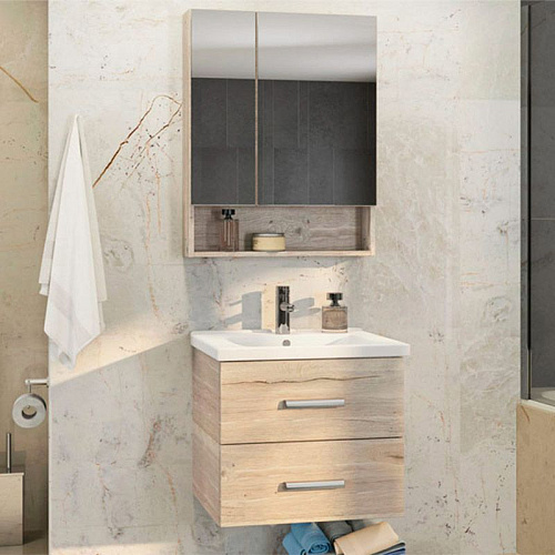 COMFORTY Зеркало-шкаф Парма 60 Дуб дымчатый