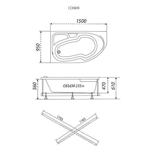 Triton Ванна акриловая София левая 1500х950