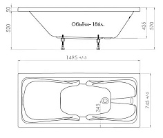 Triton Ванна акриловая Стандарт Экстра 1500х750
