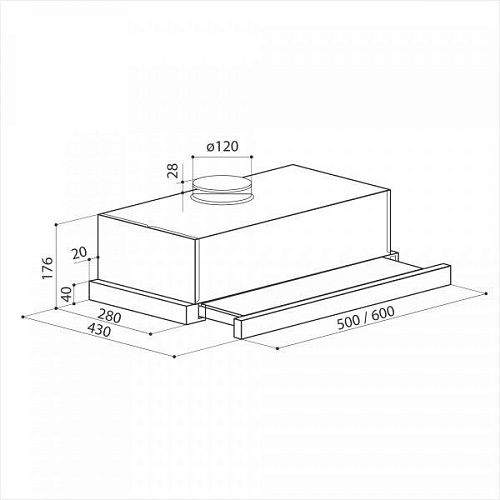 LEX HUBBLE G 2M 600 BLACK Вытяжка встраиваемая