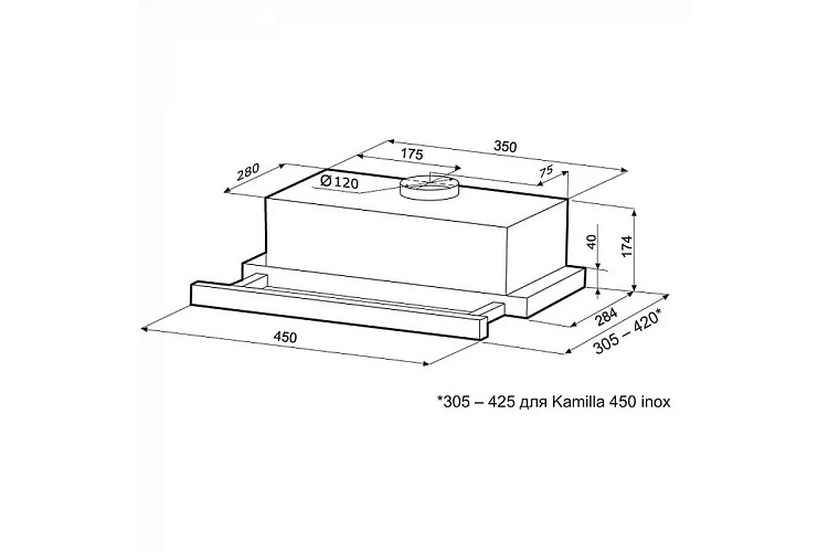 Krona KAMILLA 450 WHITE Вытяжка встраиваемая