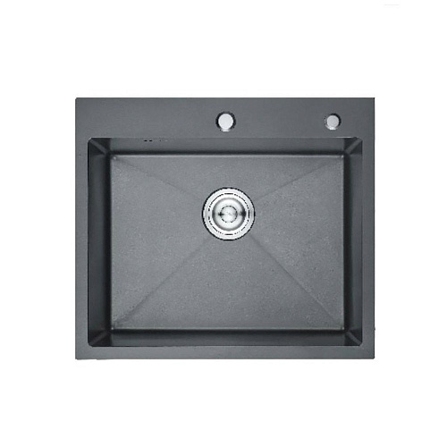 Мойка для кухни врезная GERHANS RK35050B графит из нержавеющей стали, 50х50 см с сифоном