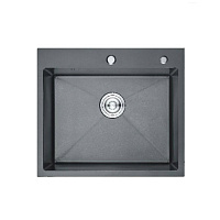Мойка для кухни врезная GERHANS RK35050B графит из нержавеющей стали, 50х50 см с сифоном