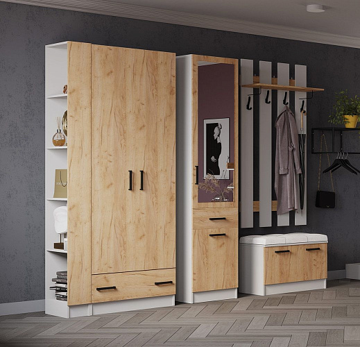 Вешалка Кевин 800, белый/дуб крафт золотой