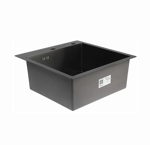 Мойка для кухни врезная GERHANS RK35050B графит из нержавеющей стали, 50х50 см с сифоном