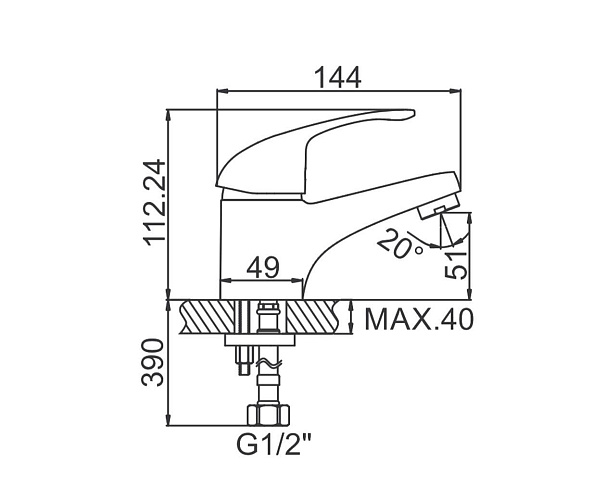 LEDEME Смеситель для раковины L1029-B однорычажный, хром