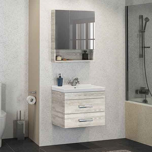 COMFORTY Зеркало-шкаф Никосия 60 Дуб белый