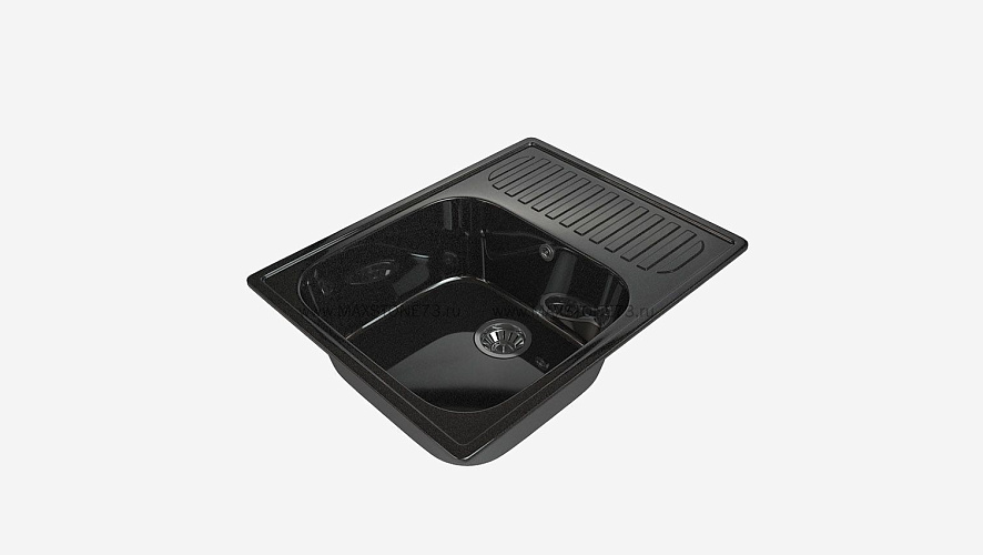 MAXSTONE Мойка глянцевая MS-6 (черный металлик) 640*490*215