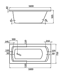 Santek Ванна акриловая Монако XL 1600*750