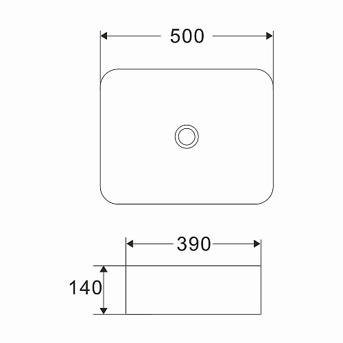 WAVE Раковина накладная Quadro прямоугольная 500*390*140 белая