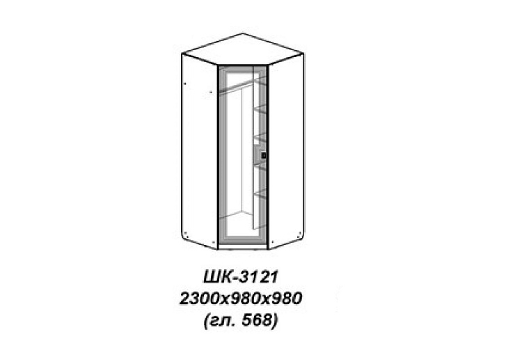 Шкаф угловой Лежер ШК-3121, бодега белая/холст белый