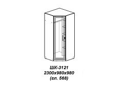 Шкаф угловой Лежер ШК-3121, бодега белая/холст белый
