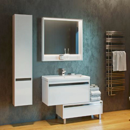 AQUATON Зеркало Капри 80 Белый глянец