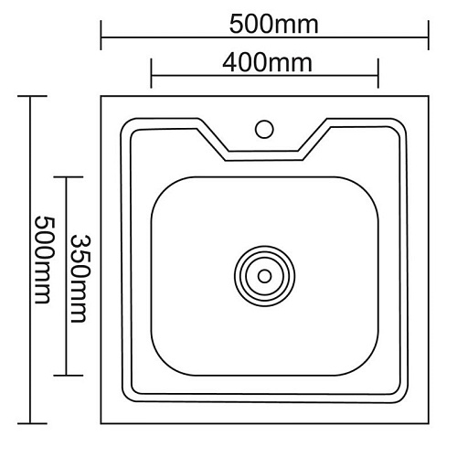 Accoona Мойка накладная AB5050 глянцевая 500х500мм (С сифоном,без крепления)