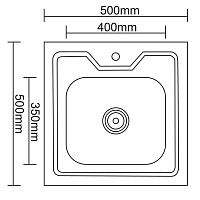 Accoona Мойка накладная AB5050 глянцевая 500х500мм (С сифоном,без крепления)