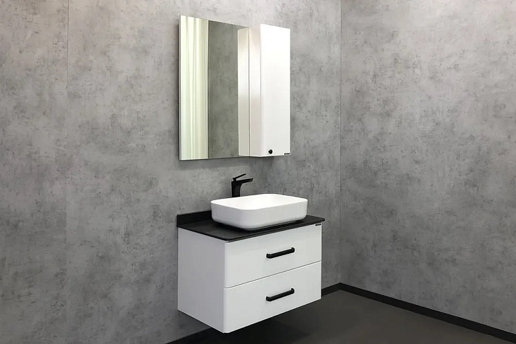 COMFORTY Зеркало-шкаф Амстердам 75 Белый глянец