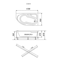 Triton Ванна акриловая София правая 1700х950