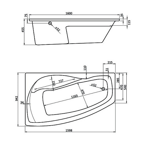 Santek Ванна акриловая Майорка XL 1600*950 правая