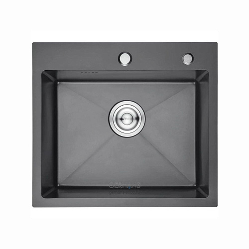 GERHANS Мойка K35044B из нержавеющей стали 500х440х220 с сифоном, Графит