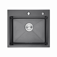 GERHANS Мойка K35044B из нержавеющей стали 500х440х220 с сифоном, Графит