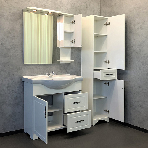 COMFORTY Зеркало-шкаф Севилья 85 Слоновая кость