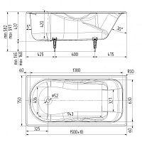 Универсал Чугунная ванна Сибирячка с ручками 150x75
