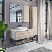 COMFORTY Зеркало-шкаф Порто 90 Дуб дымчатый
