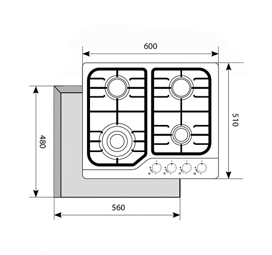 LEX GVS 640 IX Варочная панель газовая