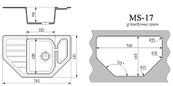 MAXSTONE Мойка глянцевая MS-17 (лен) 775*505*205