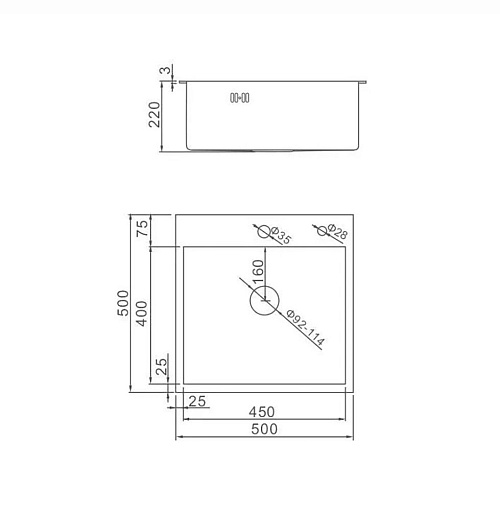 Мойка для кухни врезная GERHANS RK35050 хром из нержавеющей стали, 50*50 см с сифоном
