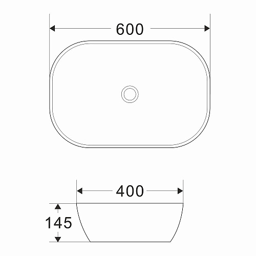 WAVE Раковина накладная Slim прямоугольная 600*400*145 белая