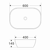 WAVE Раковина накладная Slim прямоугольная 600*400*145 белая
