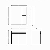 COMFORTY Зеркало-шкаф Осло 70 Бетон светлый