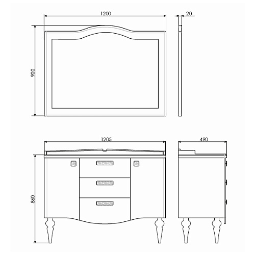 COMFORTY Зеркало Монако 120 Белый глянец