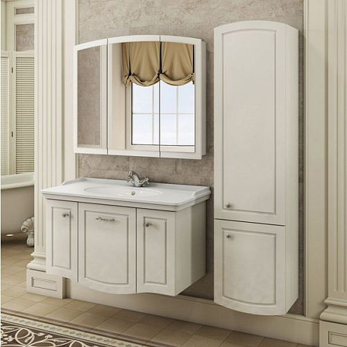 COMFORTY Зеркало-шкаф Палини 100 Белый глянец