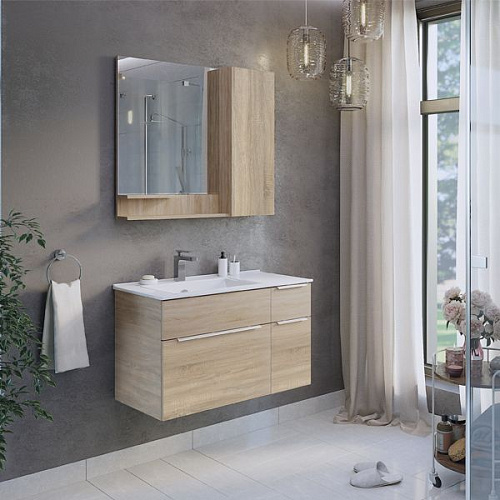 COMFORTY Зеркало-шкаф Варна 90 Дуб сонома