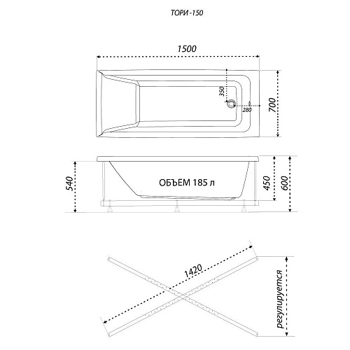 Triton Ванна акриловая Тори 1500х700
